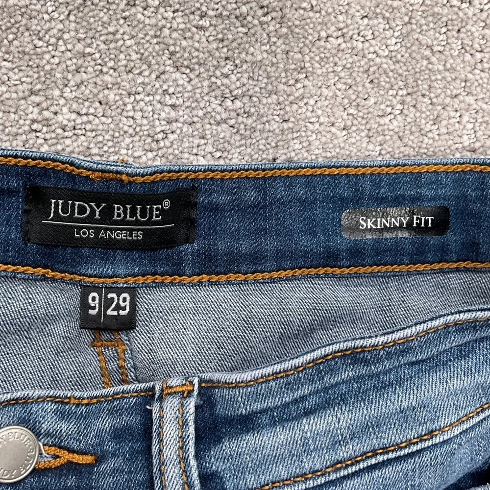 Judy Blue Skinny Jeans Women 9/29 Blue Frayed Hem Ankle‎ Slit Stretch JB82422MD